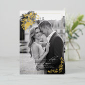 Vergulde Rozen Formele Fotobruiloft Save the Date Folie Uitnodiging (Staand Voorkant)