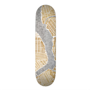Vergulde Stadkaart Van New York Skateboard