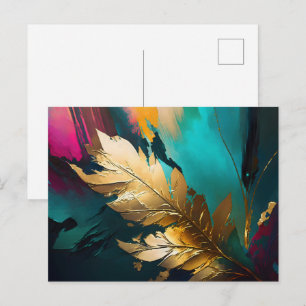Vergulde Veer – Luxe Abstracte Elegantie Briefkaart