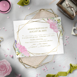 Vergulde Wildflower Lente Bruiloft RSVP Kaarten Kaartje