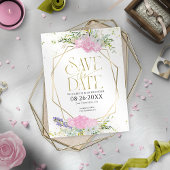 Vergulde Wildflower Lente Bruiloft Save The Date Briefkaart