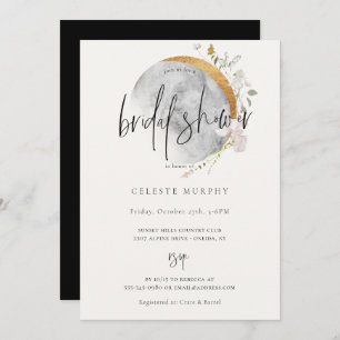 Vergulde Wildflower Maan Bruidsdouche Uitnodiging