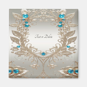 Vergulden Blauwe Stenen Magneet met Versiering