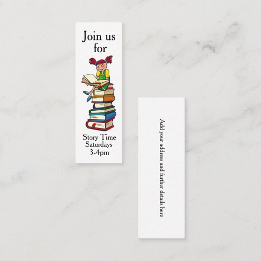 Verhaal over Kinder bibliotheek Week Verhaal Tijd Mini Visitekaartje (Voorkant / Achterkant)
