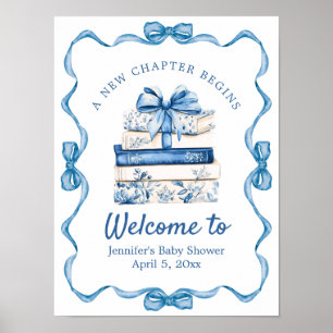 Verhaalboek Baby Shower Blauwe Lint Welkom Poster