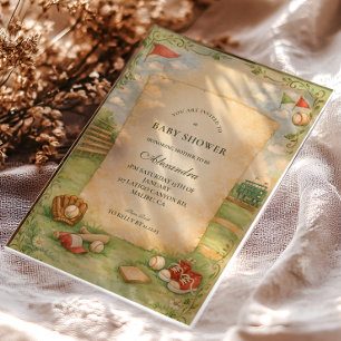 Verhaalboek Baby Shower Oud Baseball Thema Acryl Uitnodigingen