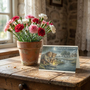 Verhaalboek Beren Papieren Boot 1e Trouwdag Kaart