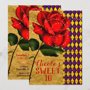 Verhaalboek Schoonheid Rode Glans Roos Sweet 16 Kaart