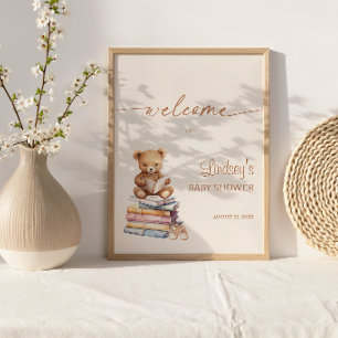 Verhaalboek Teddy Beer Baby Shower Boho Welkom Poster