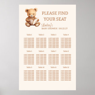 Verhaalboek Teddy Beer Baby Shower Zitplaatskaart Poster