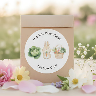 Verhaaltjes Konijn Groente Mandje Baby Shower Favo Ronde Sticker