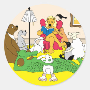 Verhaaluur van het dier ronde sticker
