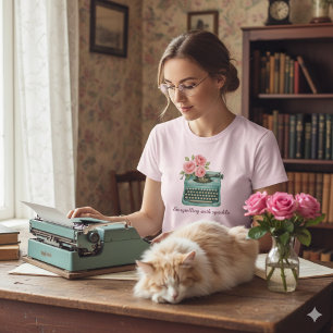 Verhaalverteller met vintage schrijfmachine Roze  T-shirt