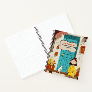Verhalen over een klein deurtje Schattig meisje en Notitieboek