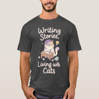 Verhalen schrijven Leven met katten Schattige schr T-shirt