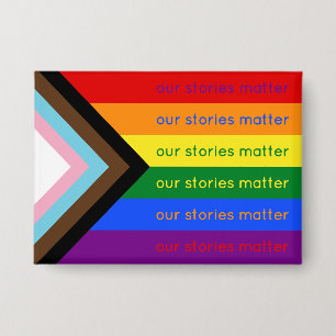 Verhalen tellen Gay Pride-kruispunt Regenboogvlag Button