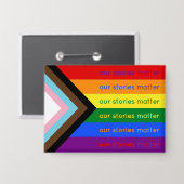 Verhalen tellen Gay Pride-kruispunt Regenboogvlag Button (Voorkant / Achterkant)
