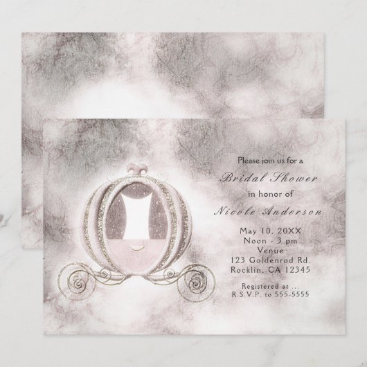  Verhalenboek Assepoester Carriage Invitations Kaart (Voorkant / Achterkant)