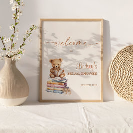 Verhalenboek Teddy Bear Baby shower Boho Welkom Poster