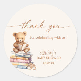 Verhalenboek Teddy Bear Boho Baby shower Bedankt Ronde Sticker