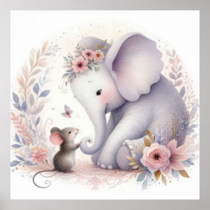 Verhalenboek Woodland Baby's Olifant en Muis Poster