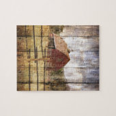 Verhard hout Rustisch Western land Rode Barn Legpuzzel (Horizontaal)