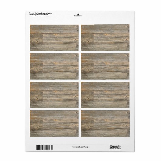 Verhard licht Rustisch houtachtige planken Etiket (Full Sheet)