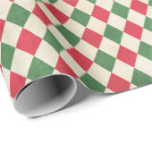 Verhard rood groen Harlequin Patroon Cadeaupapier (Rol Hoek)