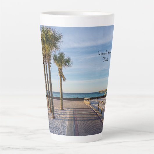 Verharde loopbrug naar Pensacola Beach Latte Mok (Voorkant)