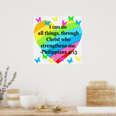 VERHEFFENDE HART EN VLINDERS FILIPPENZEN 4:13 POSTER (Keuken)