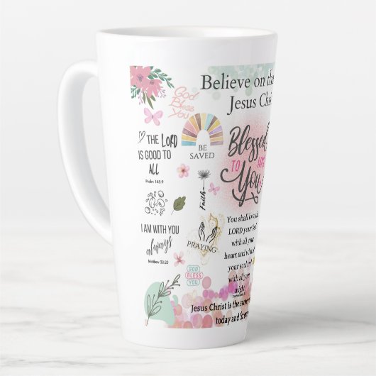 Verheffende zegeningen en grillige wijsheid latte mok (Linkerhoek)