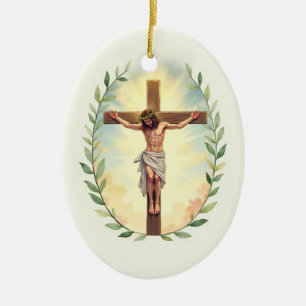 Verheffing van het Kruis Vrede en Zegen Gods Keramisch Ornament
