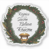 Verheug je en geloof de geboorte sticker (Voorkant)