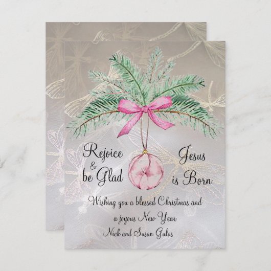 Verheug je en wees blij met platte kerst Kaart (Voorkant / Achterkant)