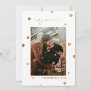 Verheug je. Gouden polka stippen religieuze Kerstm Feestdagenkaart