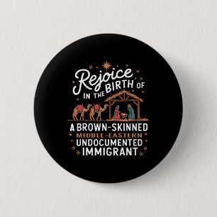 Verheug U In De Geboorte Van Een Bruine Kerst Ronde Button 5,7 Cm