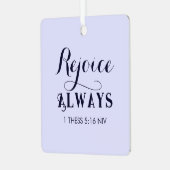 Verheug u in het Bijbelvers Christelijk blauw Metalen Ornament (Voorkant links)