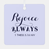 Verheug u in het Bijbelvers Christelijk blauw Metalen Ornament (Voorkant)