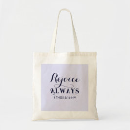 Verheug u in het Bijbelvers Christelijk blauw Tote Bag