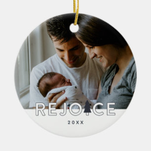 Verheug u op de moderne aangepaste kerstfoto keramisch ornament