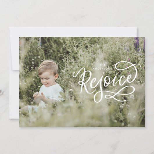 Verheug u op de witte belettering van het landscha feestdagenkaart (Voorkant)