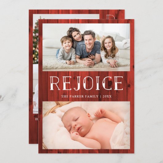 Verheug u op Rode Hout | Rustieke Kerstmis met mee Feestdagenkaart (Voorkant / Achterkant)