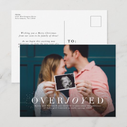 Verheugd vakantie zwangerschapsaankondiging briefk aankondigingskaart (Voorkant / Achterkant)