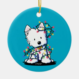 Verheugde Westie Kerst KiniArt Keramisch Ornament