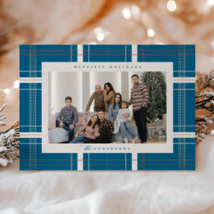 Verheven Plaid Gezellig Cabin Forest Turquoise Blu Feestdagenkaart