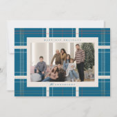 Verheven Plaid Gezellig Cabin Forest Turquoise Blu Feestdagenkaart (Voorkant)