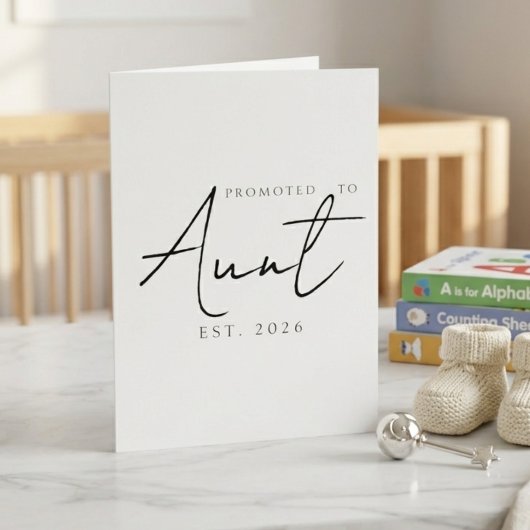 Verheven tot tante-aankondiging script ontwerp kaart