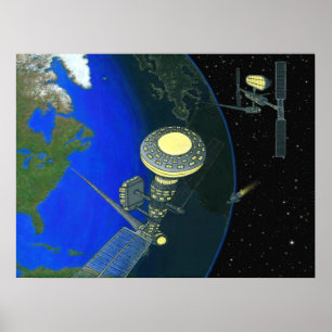 Verhoging ruimtestation poster