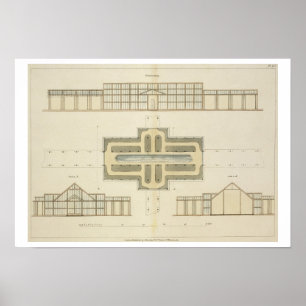 Verhogingen en bodemplan van een kassen, van " poster