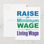Verhoog het minimumloon naar een leefbaar loon briefkaart (Voorkant / Achterkant)